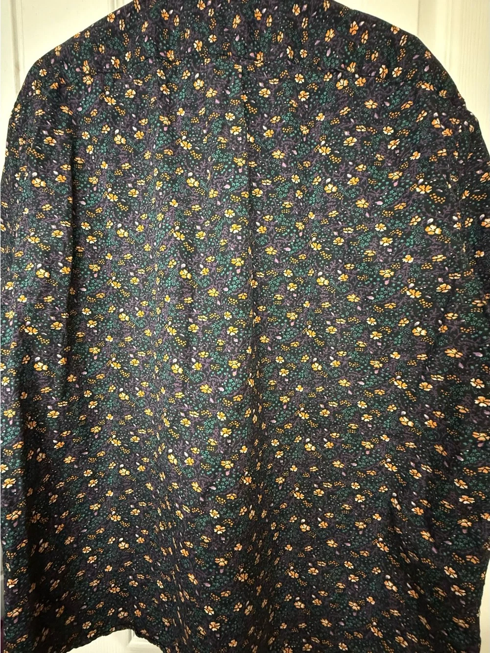 J. Crew Navy Floral Button-Down Shirt with Org & Teal Accents szXL (0228)